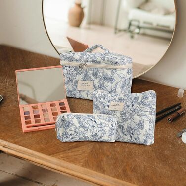 Набір косметичок жіночих, Дорожня косметичка з 3 частин з квітковим візерунком, Туалетна сумка Туалетна сумка з бавовни, Організат