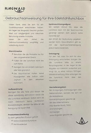 Ланчбокс Ringwald Edelstahl Rosa 1400 мл для дитячого садка та школи, великий, з роздільниками та бамбуковою кришкою, без BPA та пластику, рожевий