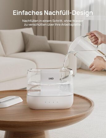 Зволожувач повітря Dreo для спальні, надвеликий зволожувач повітря з масляним дифузором і нічним світлом, час роботи 32 години, бе