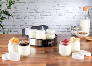 Йогуртниця Rosenstein & Shne йогуртниця з таймером, 7 порційних баночок по 190 мл, 20 Вт (йогуртниця, йогуртниця для дому, машина)