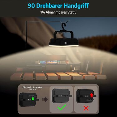 Акумуляторний світлодіодний кемпінговий ліхтар ємністю 24000 мАг, портативні кемпінгові ліхтарі яскравістю 1800 люмен, до 300 годин роботи, QC3.0 22,5 Вт та 5 режимів освітлення, водонепроникний IPX5, необхідне для кемпінгу під час відключення електроенер