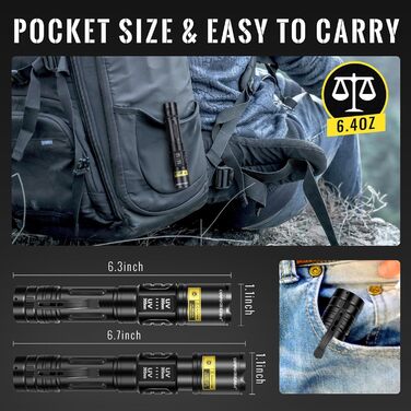 Ультрафіолетовий ліхтарик DARKBEAM Blacklight 365 нм та 395 нм, світлодіодний ліхтарик з ультрафіолетовим випромінюванням, що перезаряджається від USB, надзвичайно яскравий, з регульованим фокусом, лампа Вуда з чорним світлом для сечі домашніх тварин, ура