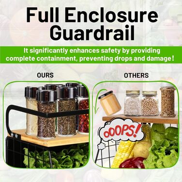 Магнітна підставка для холодильника Ofiray-home з дерев&39яною кришкою - Великий металевий кошик для фруктів, цибулі, картоплі та організації комори - Магнітна підставка для спецій для холодильника 1