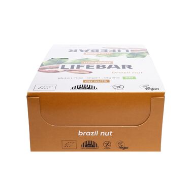 Енергетичні батончики Lifefood, веганські спортивні батончики, енергетичний батончик для піших прогулянок, їзди на велосипеді, фітнесу, органічний, без глютену, без лактози, без доданого цукру - 15 упаковок (15 x 40 г) (бразильський горіх)