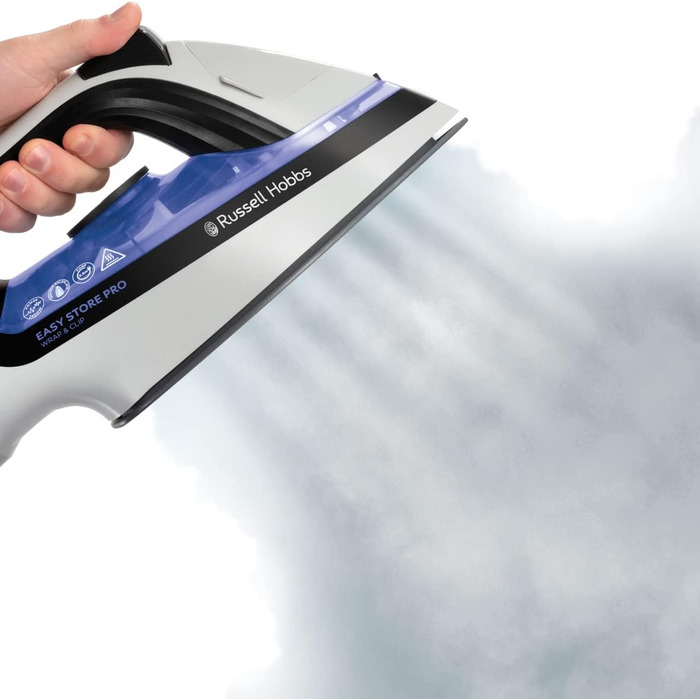 Парова праска Russell Hobbs компактна для зберігання кабелю Wrap & Clip (2400 Вт, 180 г додаткової пари, резервуар для води 320 мл