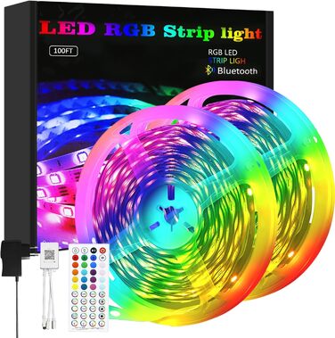 Світлодіодна стрічка HomeFire 30 М RGB стрічка 16 м самоклеюча стрічка APP Control Bluetooth світлові стрічки з дистанційним керуванням Затемнена світлова стрічка Телевізор з підсвічуванням Синхронізація музики для