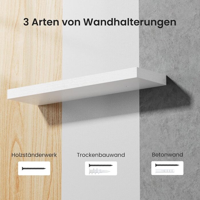 Настінна полиця STOREMIC, Білі настінні полиці 40 см, Комплект з 1 плаваючої полиці Біла, Сучасна декоративна полиця з лаконічним покриттям для спальні, кухні, офісу, вітальні тощо.