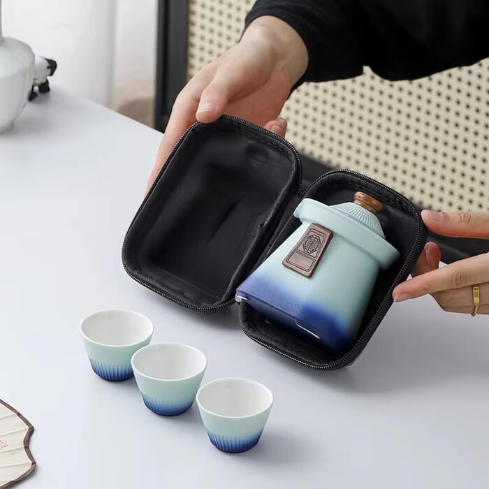 Портативний китайський чайний сервіз повний набір посуду для чаювання з чашками та приладдям для чайної церемонії