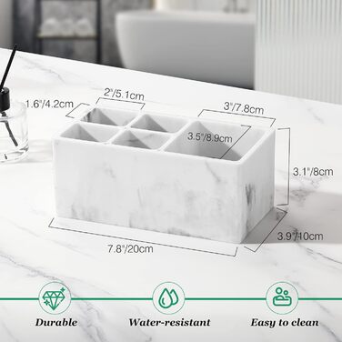 Тримач для зубних щіток із смоли Luxspire, 5 відділень для зубних щіток Ручна робота Тримач для електричної зубної щітки Зубна пас