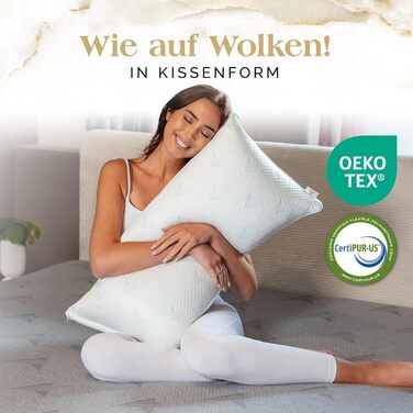 Подушка Akroma з піни з ефектом пам&39яті 4080 см - зі змінними чохлами, ергономічна, регульована по висоті, для всіх положень сну, дихаюча, гіпоалергенна, сертифікована Oeko-Tex оригінальна (40x80 см) 1.0