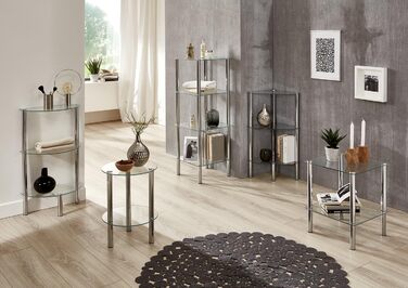 Журнальний столик HAKU Хром, Метал, Безпечне скло - Розміри Ш 39 x В 47 x Г 39 см, Стиль Сучасний Ш 39 x В 47 x Г 39 см Хром