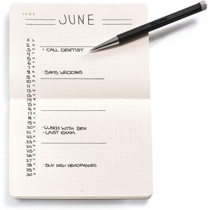 Кишенька для журналу Bullet Journal, 14,3x10,3 см, 46 пронумерованих подвійних сторінок, у крапку, чорна, кишеня на 3 аркуші - чорна, 1917 371123