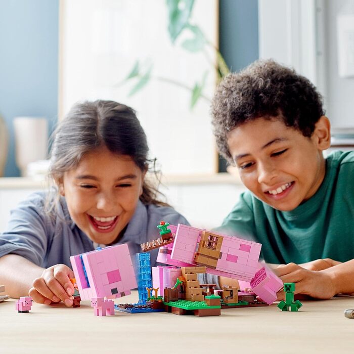 Будівельний набір із фігурками Алекса, Кріпера та 2 фігурками свиней, іграшкою для тварин, конструктором, подарунком для хлопчиків