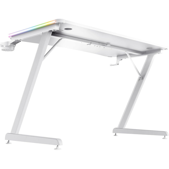 Ігровий стіл Trust Gaming GXT 709W Luminus RGB зі світлодіодним підсвічуванням, 10 режимами, живленням від USB, білий ігровий стіл з гарнітурою та підставкою для чашок, 120 x 60 см, комп&39ютерний стіл для офісу, геймерський 120 x 60 см - RGB білий