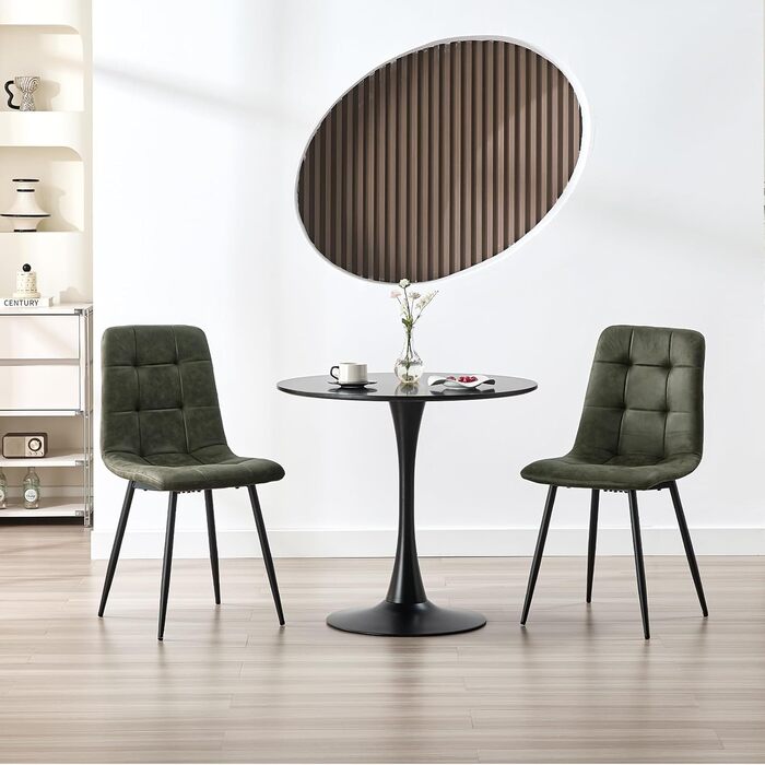 Обідні стільці, комплект з 4 шт. , кухонні стільці з металевою основою, для їдальні, вітальні, кухні, спальні та зони прийому гостей - Green 4 Green