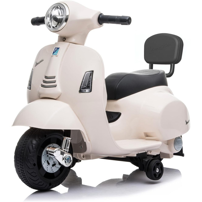 Дитячий електромотоцикл 6 вольт Vespa електричний дитячий самокат від Babycar зі спинкою - електричний дитячий самокат Vespa з нож