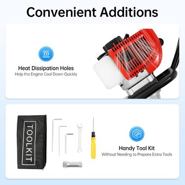 Бензиновий земляний бур 52 куб.см, 2 к.с. для буріння ям, встановлення стовпів, огорож та саду Двотактний двигун Зручний з двома ручками Без бура