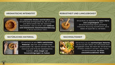 Набір розчинів і пестликів SOLTAKO з оливкового дерева - Ступка - Дерев'яна ступка - Екологічна трава, Розчин для спецій Ø Діаметр