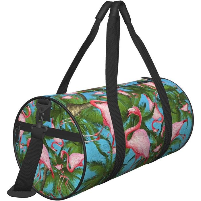 Дорожня сумка з тропічним дизайном (фламінго, пальми) для фітнесу, спорту, велика сумка для подорожей, на нічліг та на вихідні для жінок та чоловіків
