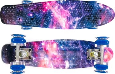 Комплект скейтбордів Sumeber Mini Cruiser 22 дюйми із світлодіодними колесами для дорослих, дітей та початківців - подарунок на день народження Galaxy