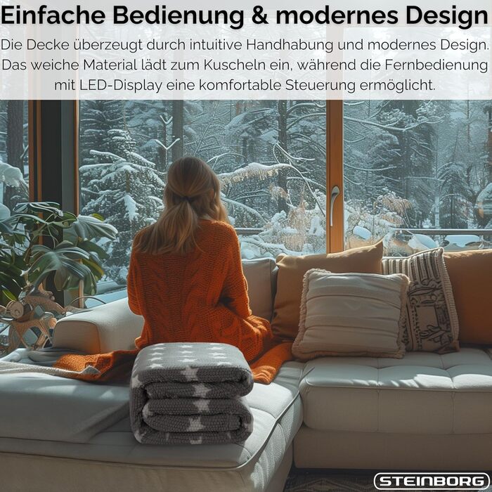 Електрична ковдра з підігрівом Steinborg з автоматичним вимиканням, 180x130 см, затишна електрична ковдра з підігрівом, м&39яка ковдра для ліжка або дивана, термоковдра, електрична ковдра з підігрівом, ковдра для ліжка з підігрівом, 9 налаштувань нагріву,