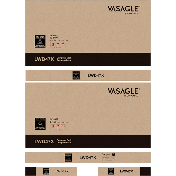 Стіл VASAGLE, комп'ютерний стіл, стіл для ПК, офісний стіл, з 2 полицями з правого або лівого боку, для офісу, вітальні, сталевий