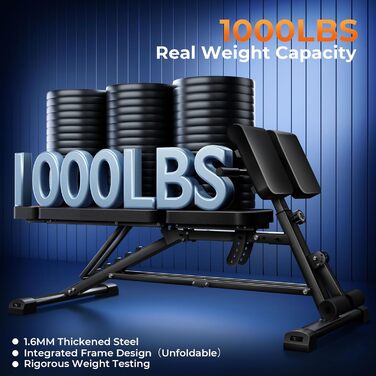 Регульована лава для силових тренувань 450 кг високопродуктивна тренувальна лава з ручкою для домашніх тренувань, римський стілець для пресу для гіперрозгинання спини з ручкою, похила лава для сидячих пресів для тренування всього тіла