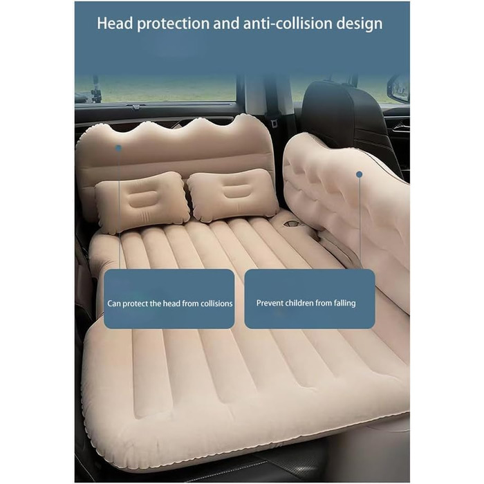 Надувний матрац для Ford Ranger 2012-2025, товстіший надувний матрац для заднього сидіння автомобіля з 2 подушками та місцем для зберігання речей, A/Сірий звичайний A/Сірий