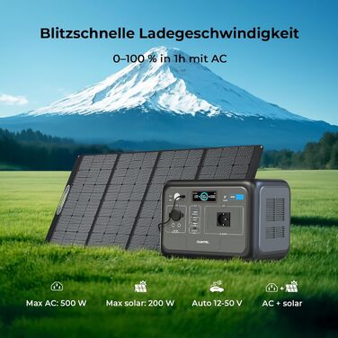Портативна електростанція OUKITEL P800 потужністю 800 Вт, сонячний генератор з акумулятором LiFePO4 ємністю 512 Втгод, генератор з виходами USB-A та USB-C, пікова потужність 1600 Вт, швидка зарядка, 6 кг для кемпінгу, подорожей, використання на свіжому по