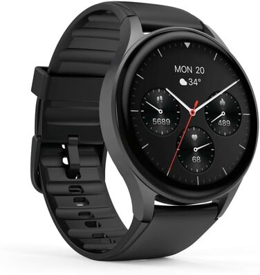 Розумний годинник Hama 8900 з GPS, водонепроникний IP68, функція телефону (сенсорний AMOLED-дисплей, голосове керування, спортивні режими, трекер сну, пульсометр, WhatsApp, годинник для бігу, пульсометр, фітнес-годинник) чорний