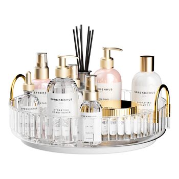 Органайзер для косметики MOACC, обертовий на 360, органайзери для макіяжу для туалетного столика, система зберігання засобів догляду за шкірою, 1 шар, прозорий