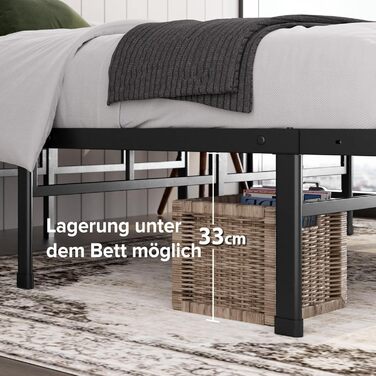 Ліжко Zinus Justin 90x200 см - Висота 36 см з місцем для зберігання під ліжком - Металевий каркас ліжка-платформа - Чорний 90x200 см Сучасний чорний