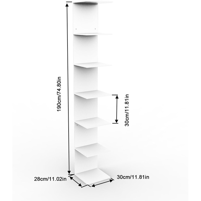 Книжкова полиця, окремостояча полиця з 6 полицями, біла настінна полиця, кухонна полиця, полиця для рослин, окремостояча настінна, для кухні, вітальні, спальні