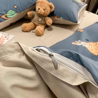 Дитяча космічна постільна білизна 100x135см бавовняна дитяча постільна білизна сині підковдри космічний візерунок білий синій двос