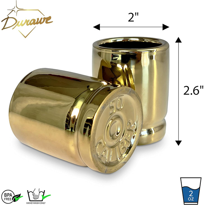 Чарка 50 калібру, керамічний пістолет, набір чарок з 4 шт. з наливником, 50 кульових гільз у формі чарки Чудовий подарунковий набі