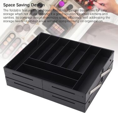 Розширюваний органайзер для столу, стильний, компактний лоток для зберігання речей, багатофункціональний для кухонного туалетного столика, виготовлений з високоякісного матеріалу (чорний)