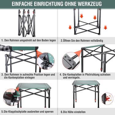 Алюмінієвий розкладний стіл VILLEY з сумкою для перенесення, складний кемпінговий стіл з алюмінію, складний балконний стіл, садовий стіл для пікніків, кемпінгу та пляжного відпочинку на свіжому повітрі, 40 * 40 * 53 см, малий