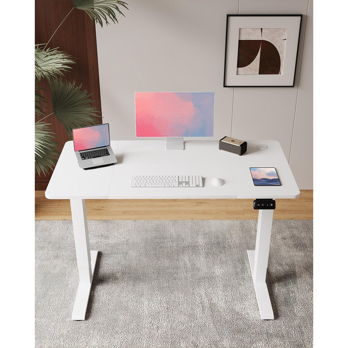 Стіл Flamaker з регульованою висотою, електричний стіл з регулюванням висоти для роботи сидячи та стоячи, комп&39ютерний стіл з функцією пам&39яті, міцний стіл для роботи стоячи, офісний стіл, 120 x 60 см, білуватий