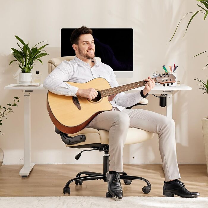 Ергономічне крісло керівника Sweetcrispy зі штучної шкіри, офісне крісло з відкидними підлокітниками, ергономічне комп&39ютерне крісло з високою спинкою, поворотне ігрове крісло для роботи та відпочинку, біле