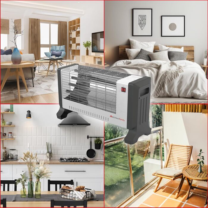 Сімейство Melchioni Кварцовий вентилятор-обігрівач для використання в приміщенні, 2 режими та 2 рівні потужності, електричний кварцовий вентилятор-обігрівач, модель Vesuvio