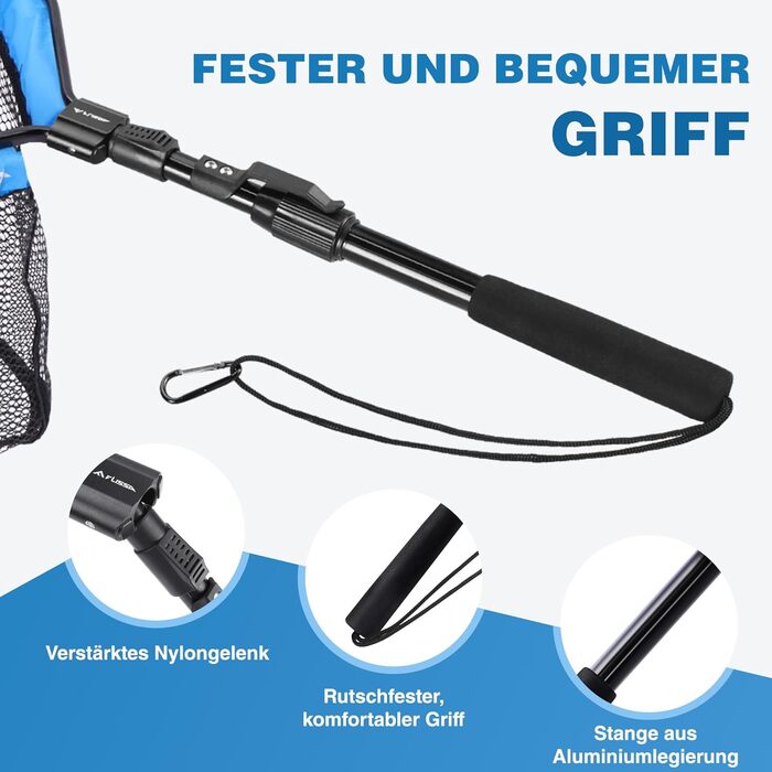 Підсак FLISSA для риболовлі, плавуча рибальська сітка, гумована рибальська сітка, складна, розсувна та зручна для риби, ідеально підходить для нахлистової риболовлі, риболовлі з каяка або човна