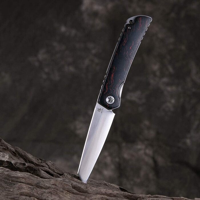 Складаний ніж кишеньковий ніж з ручкою G10, одноручний ніж для виживання на відкритому повітрі зі сталевим лезом D2 зі шкіряними п