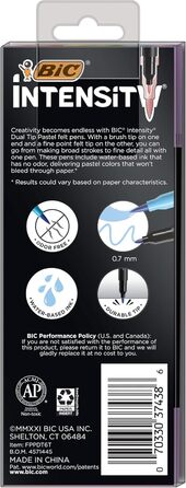 Подвійні фломастери BIC Intensity, упаковка з 6 шт. , різноманітні пастельні фломастери для розмальовок і наборів для активності дорослих