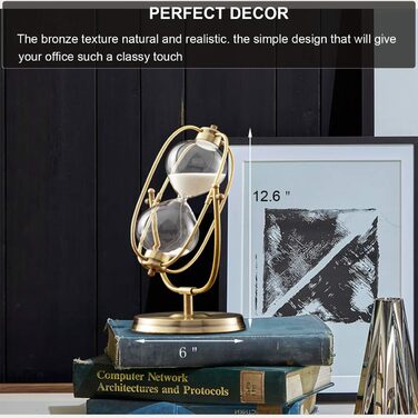 Пісочний годинник SuLiao для посуду, поворотний на 720, старовинний білий пісочний годинник, вінтажний пісочний годинник 1 Hora Reloj de Arena, великий метал, пісочний годинник, офіс, письмовий стіл, дім, весільне оформлення (білий, 60 хвилин)