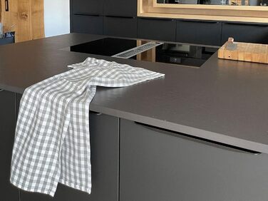 Набір з 5 бавовняних чайних рушників розміром 50x70 см - добре поглинаючі кухонні рушники в сіру клітинку - можна прати при темпер