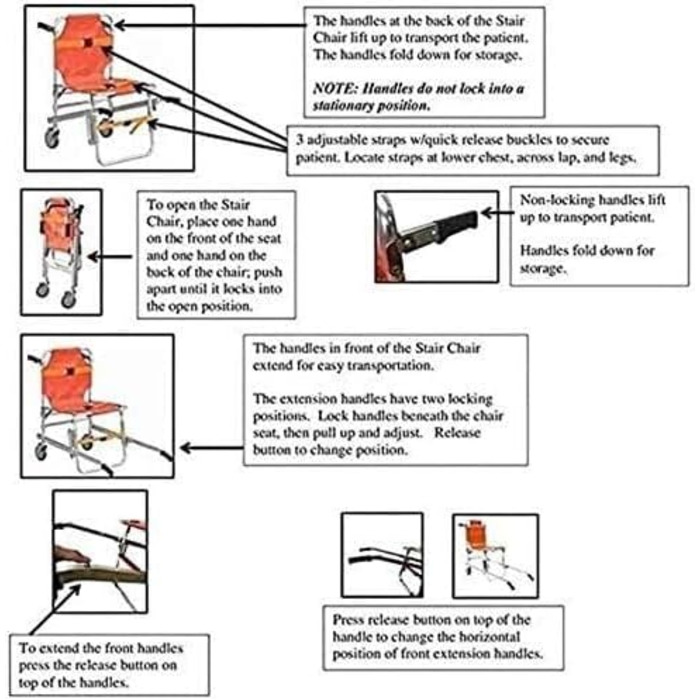 Портативне крісло-сход, Вуличне крісло-сход, Зручне мобільне інвалідне крісло, Розсувна машина - легка та складна рама, Алюмінієве крісло-сход, Швидка допомога, Евакуація