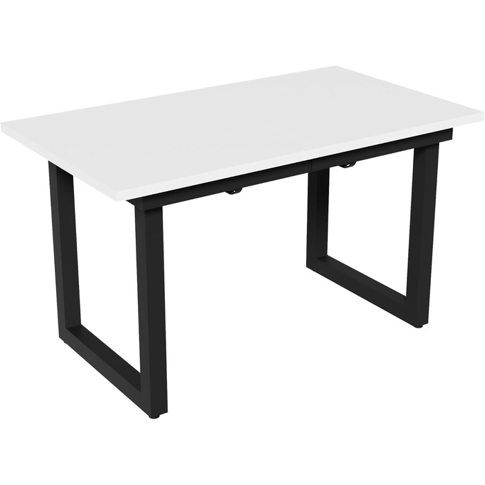 Розсувний обідній стіл Merax з металевими ніжками, прямокутний кухонний стіл для вітальні та їдальні, білий 140/180 x 80 x 75 см (розкладний) білий