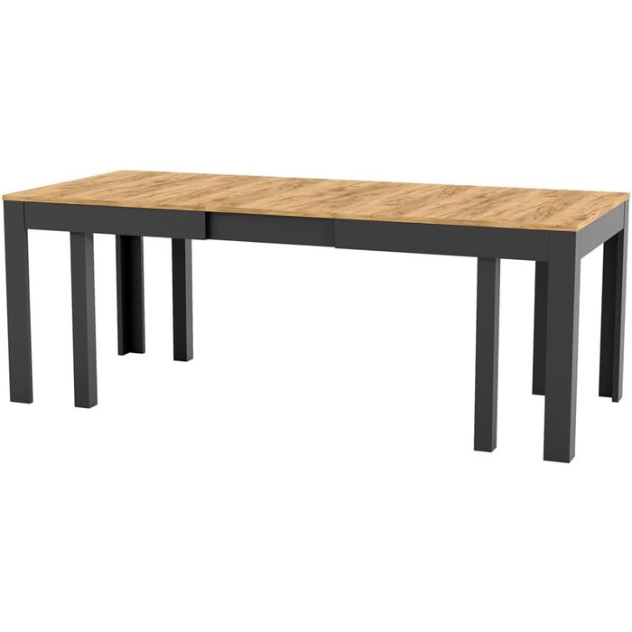 Великий, практичний стіл MPS WENUS 160-300x90x76см Дуб Craft Black Обідній стіл на 4-12 осіб з розсувною стільницею до 300 см Сучасний дизайн Прямокутний стіл