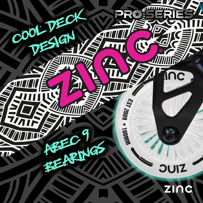 Трюковий самокат Zinc Nasty для дітей та підлітків легкий та міцний, професійний кермо-T-bar, підшипники ABEC, PU-колеса 100 мм Neochrome