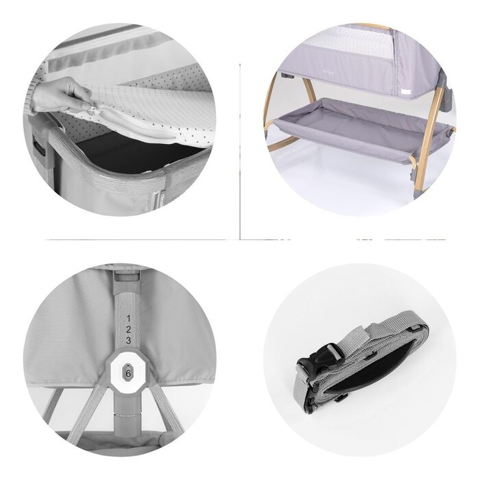 Дитяче ліжечко Chipolino Charisma, матрац, регульована висота, колеса, відділення для зберігання, ремінь, рожевий